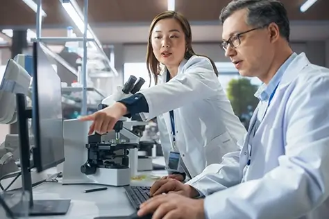 Researchers discussing data