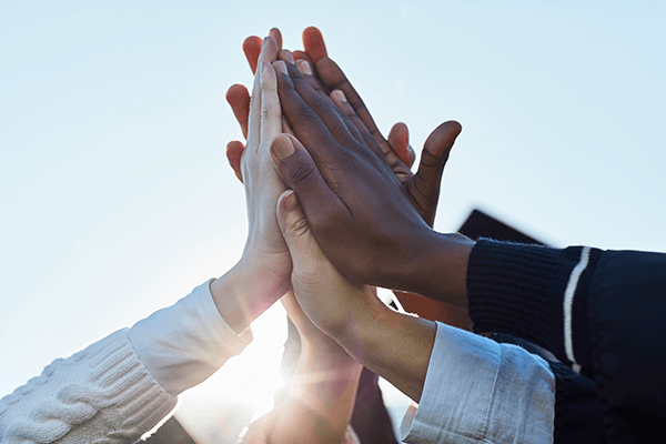 A group high five
