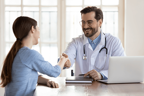 A chronic lyme disease patient discusses options with a doctor