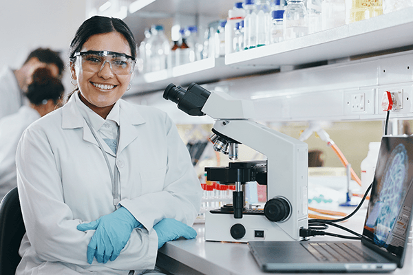 A clinician in a lab